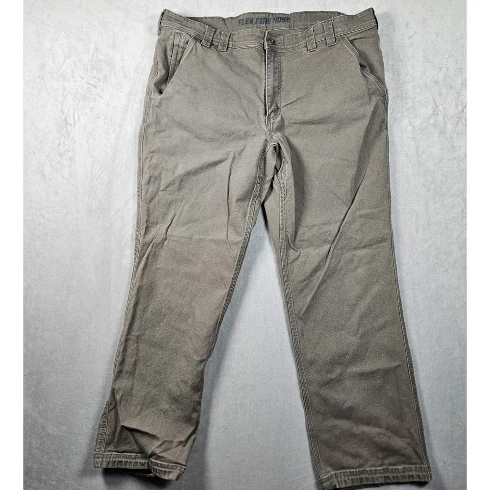 Duluth Trading Flex Fire Hose Pants Mens 40x30 (Fits 38x29) Gray Slim Fit